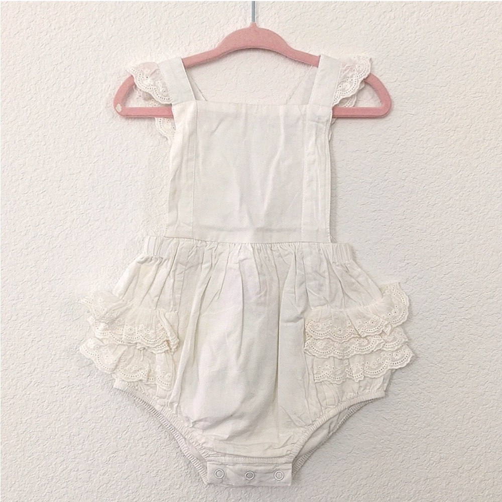 Sweet Honey White Ruffle Eyelet Romper Onsie Playsuit